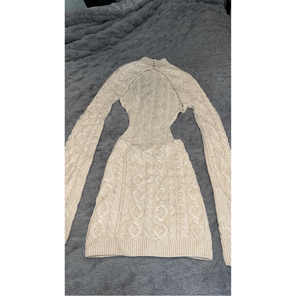 DANIELLE GUIZIO - Cable Knit Backless Turtleneck Dress - Picture 11 of 12